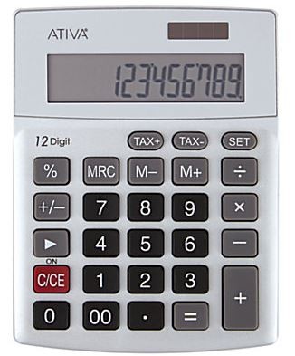 Ativa® KC-421 12-Digit Desktop Calculator, 5.35"H x 4.07"W x 1.09"D, Silver