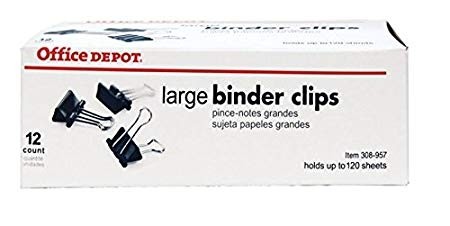 Binder Clips, silver/black, large, 2" (1 box)