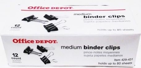 Binder Clips, silver/black, medium, 1/2" (1 box)