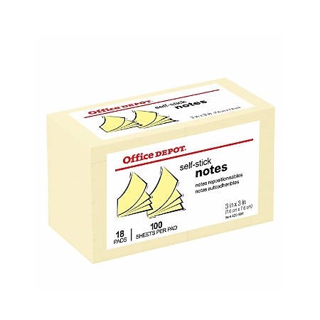 Self Stick Notes , 3" x 3", Yellow, (Based on quantity of 1, not a whole pack)