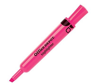 Office Depot highlighter, pink, Chisel tip (Based on quantity of 1, not a whole box)