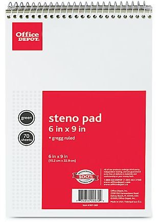Steno Book, 6" x 9", Gregg Ruled, 70 Sheets, (Based on quantity of 1, not a whole pack)