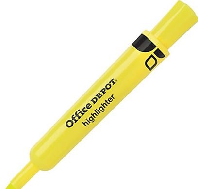 Office Depot highlighter, yellow, Chisel tip, (Based on quantity of 1, not a whole box)