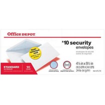 Office Depot® Brand Security Inkjet/Laser Envelopes, #10, 4 1/8" x 9 1/2" (Based on quantity of 1, not a whole box)