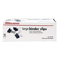 Binder Clips, silver/black, large, 2" (1 box)