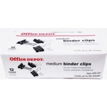 Binder Clips, silver/black, medium, 1/2" (1 box)