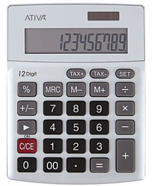 Ativa® KC-421 12-Digit Desktop Calculator, 5.35"H x 4.07"W x 1.09"D, Silver