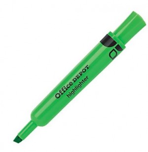 Office Depot highlighter, green, Chisel tip (Based on quantity of 1, not a whole box)