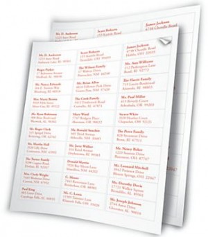 White Inkjet/Laser Address Labels, 1" x 2 5/8", (based on quantity of 1 PAGE not a box) (30 labels per page)