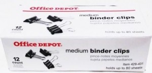 Binder Clips, silver/black, medium, 1/2" (1 box)