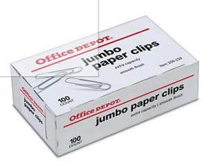 Paper Clips, silver, 15/16 jumbo (1 box)