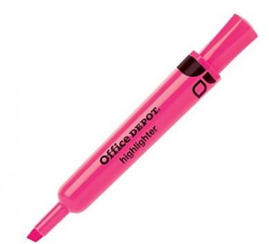 Office Depot highlighter, pink, Chisel tip (Based on quantity of 1, not a whole box)