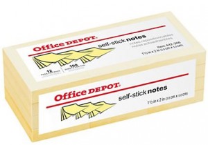 Self-Stick Notes, 1 1/2" x 2", Yellow, 100 Sheets Per Pad, small (Based on quantity of 1, not a whole pack)